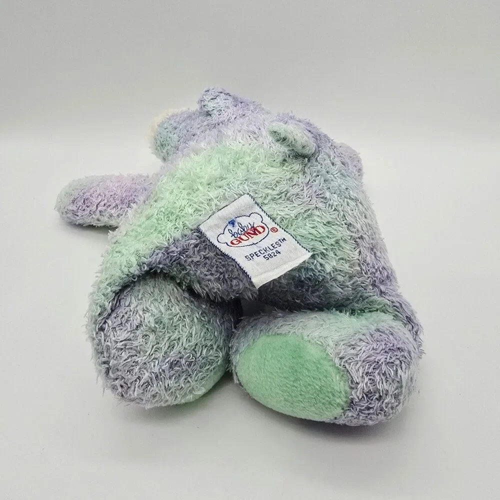 Vintage Baby Gund Speckles Hippo Plush Lavender Purple Mint Green 9